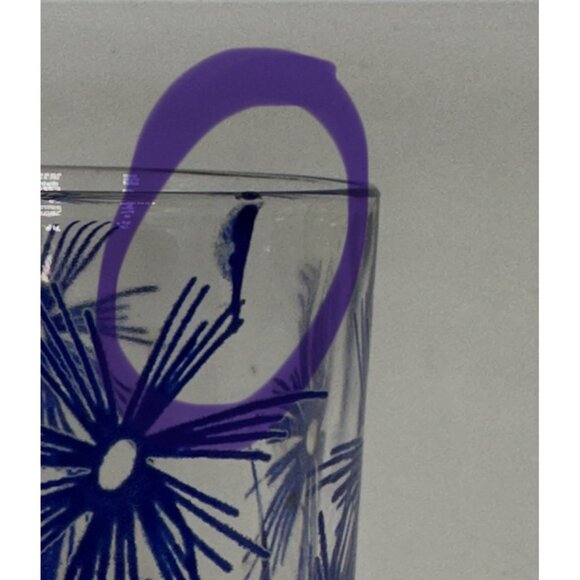 VTG Hazel Atlas Swanky Swigs Juice Glass Set Cornflower Blue Yellow Floral 3.5” - Picture 2 of 9